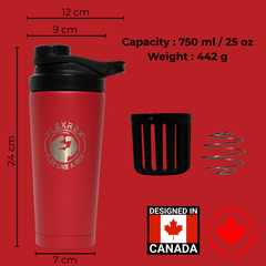 FRForza 750ml / 25oz Stainless Steel Protein Shaker Bottle with Fruit Infuser, Double Wall Vacuum Insulated